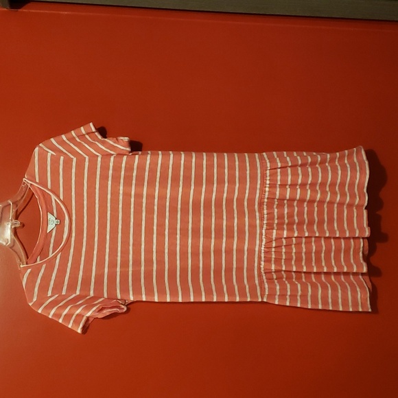 crown & ivy Dresses & Skirts - Crown & Ivy Peach and White Striped Rugby Dropped Waist Dress